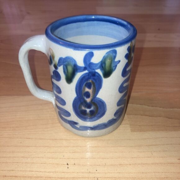 M A Hadley Signed Hand Painted Pear And Grapes Mug 10oz "The End" Chip On Bottom - Picture 1 of 5